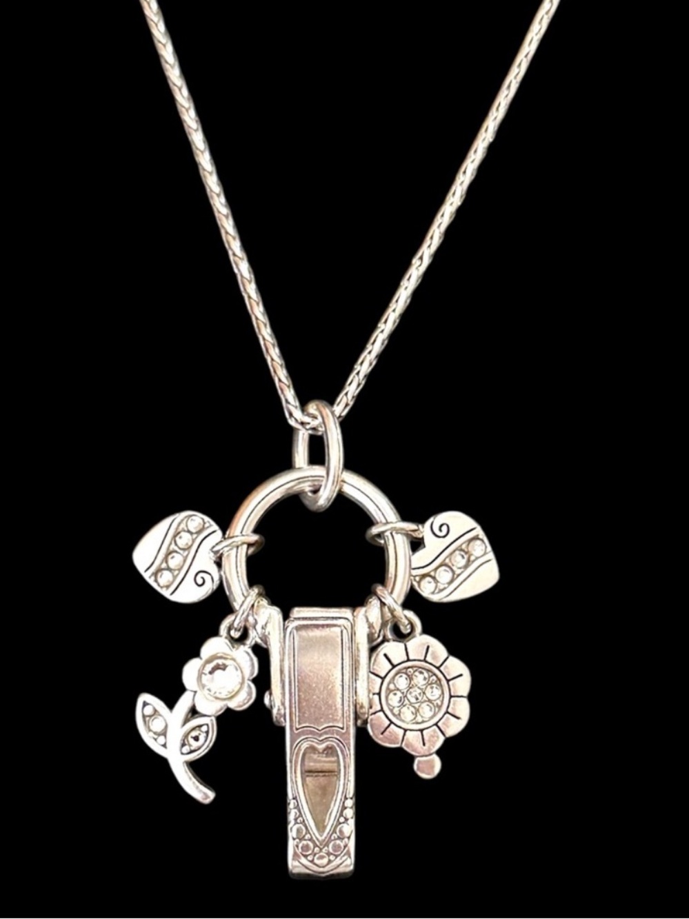 Brighton Badge Clip With Charms Necklace